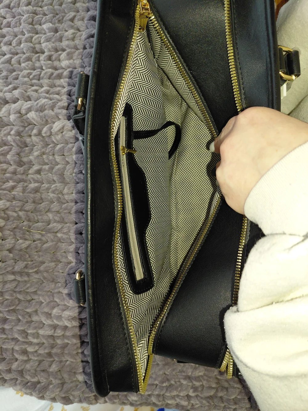 Black Satchel Bag with Wide Strap